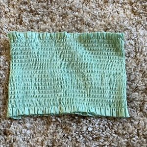 Green Strapless Crop Top